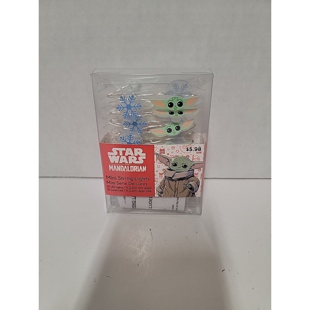 Grogu Mandalorian Christmas Mini String Lights 20 LED  7 ft Star Wars New Sealed